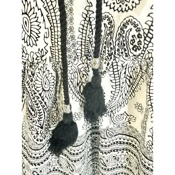 Black Rainn 2XL Boho Blouse Black & White W/Criss Cross Back Angel Wing Arm - Picture 6 of 15